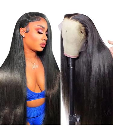 13X6 HD Lace Front Wigs Human Hair Wig For Black Women 180 Density Straight Transparent Glueless Lace Frontal Wig Human Hair Brazilian Real Virgin Human Hair Wig Pre Plucked With Baby Hair 16 Inch 16 Inch 13X6 Straight Full Lace Wig