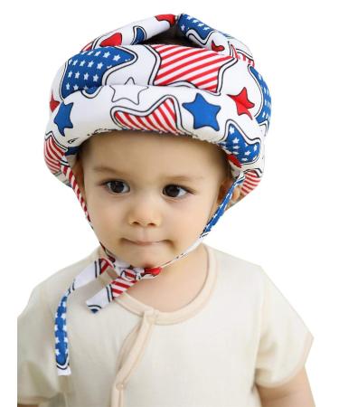 Baby Safety Helmet Soft Comfortable Baby Safety Protective Cap Adjustable Size Infant Head Protective Hat for Baby from 6 Months - 6 Years Old to Learn to Crawl Walk Run & Play (Colorful Stars)