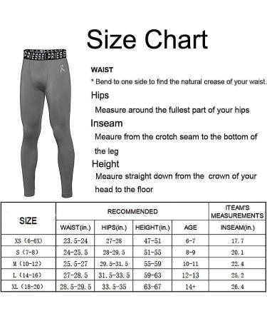 PRIESSEI Boys Compression Leggings Youth Sports Tights - Gray 7-8 - Buy Online on GoSupps.com