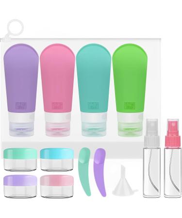 Anuige Travel Bottles Travel Bottles for Toiletries Leak Proof Refillable Silicone Travel Containers Travel Containers for Shampoo Conditioner Lotion Body Wash(14 Pack)