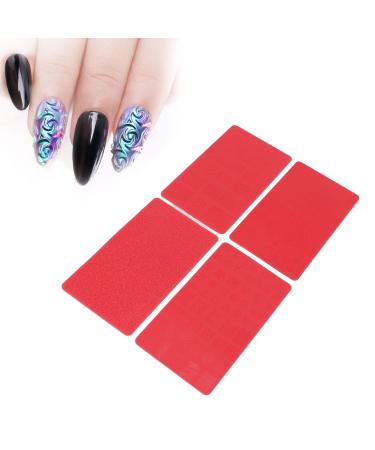 Nail Stamping Template 4PCS 3D Relief Nail Printing Template Salon DIY Soft Silicone Nail Carving Stencil Mold Nail Art Tool for UV-Gelnail