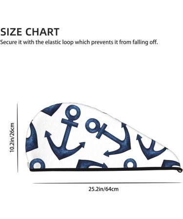 Shop Navy Blue Anchor Hair Towel Wrap - Quick Drying Hair Turban with Button | Best Hair Drying Towel | International Shipping Available - Buy Online on GoSupps.com