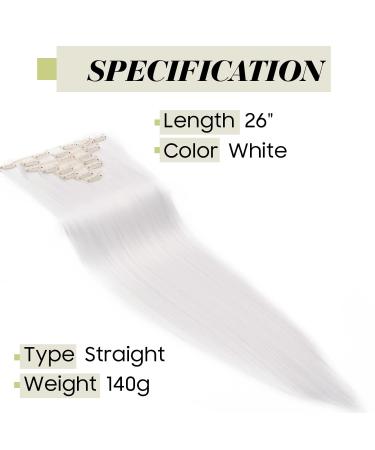 S-noilite Clip In Hair Extensions 18 Clips - 8 Piece Full Head Set 66cm Straight White Hair - Realistic Look for International Shipping - Buy Online on GoSupps.com