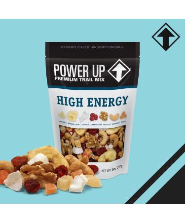 Power Up High Energy Trail Mix 8oz Bags - Walnuts, Banana Chips, Cashews, Coconut, Cranberries, Papaya - Keto, Paleo, Vegan, Gluten Free, Non GMO - Pack of 4 - Buy Online on GoSupps.com
