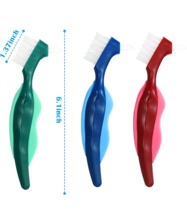 6-Piece Hard Prosthesis Brush Set - Ergonomic Double Bristle Denture Cleaning Toothbrushes for Artificial Teeth Care - Buy Online on GoSupps.com