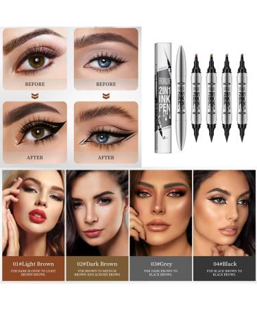 KBRPEY 3D Microblading Magic Eyebrow Pencil 2 in 1 Dual Ended Eyebrow Pencil with Fork Tip Long Lasting Waterproof Effortlessly Creates Natural Looking Brows - Buy Online on GoSupps.com