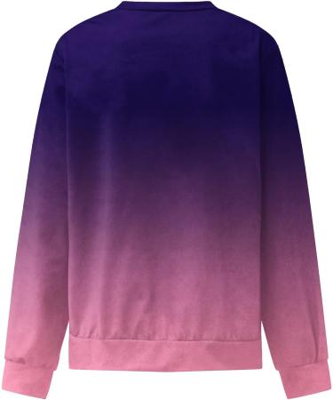 Ganfancp Women's Crewneck Sweatshirt | Gradient Print Long Sleeve Pullover Blouse - Purple | Lightweight & Comfy | XX-Large - Buy Online on GoSupps.com