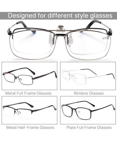 VANANA Clip-On Blue Light Blocking Reading Glasses | Flip Up 2.0x Magnifying Full-Frame Readers | Clear Lens for Eye Protection - Buy Online on GoSupps.com