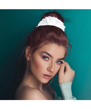 GroveEss Lace Large Hair Scrunchies for Women Soft Elastic Hair Band Hair Ties Rope Scrunchy Bobbles Ponytail Holder Lolita Scrunchie Hair Styling Accessories for Thick Hair Ladies Girls(White) - Buy Online on GoSupps.com