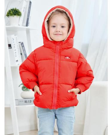 Kids4ever Winter Hooded Jacket | Red | 3-4 Years | Toddler Zipper Coat with Fleece Lining - Buy Online on GoSupps.com