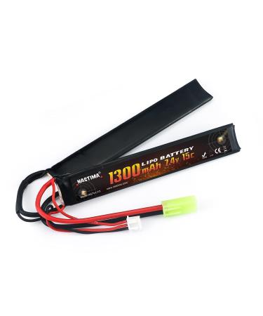 NASTIMA 7.4V 1300mAh Airsoft Lipo Battery, 2S 15C Butterfly Battery Pack Compatible with Mini Tamiya Connector for Airsoft Guns AK47, MP5K, MP5, Scar, M249, AUG, AEG