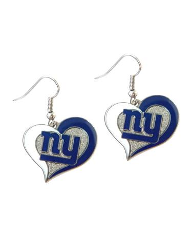 Aminco NFL Logo 3/4" Swirl Heart Dangle Earring Set New York Giants