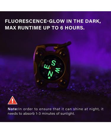 MecArmy CMP2-T High Sensitivity EDC Compass  Mechanical Instrument Inspired Design with Exquisite Engrave  Fluorescence Glow in The Dark Free Beaded Chain Worn as a Pendant Sandblasted - Buy Online on GoSupps.com