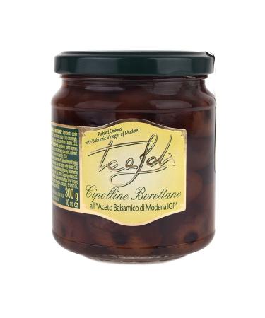 Taldi delicatessen borettane onions inserted onions in Aceto Balsamico di Modena vinegar placed in the glass Italian delicatessen 300 g of inserted borra onions 300 g