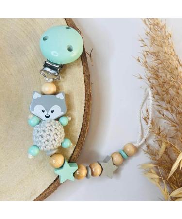 Windeltort - pacifier chain fox in different colors against loss & pollution pacifier holder - nuggikette - now watch (mint)