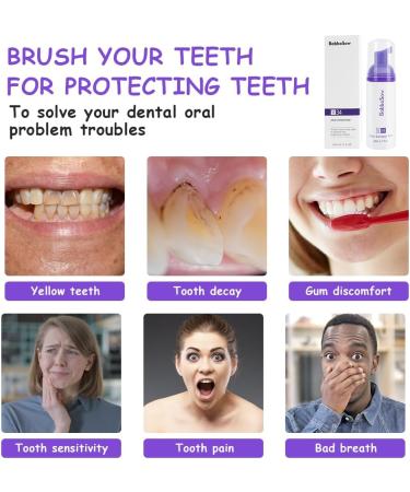 ACWOO Purple Tooth Whitening Toothpaste Teeth Cleaning Toothpaste Foam Toothpaste Stain Removing Tooth Purple Tooth Whitening Toothpaste for Sensitive Teeth and Yellow Teeth Clean 60ml Mousse Type - Buy Online on GoSupps.com