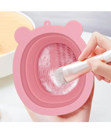 Youpo Silicone Make Up Brush Cleaning Mat Bear-shaped Brush Cleaning Pad Makeup Brush Cleaner Cleaning Pad And Scrubber Cleaning Tool For Brushes Sponges Pink Color - Buy Online on GoSupps.com
