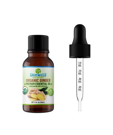 USDA Organic Ginger Essential Oil 100% Pure Undiluted Therapeutic Grade Aromatherapy Diffuser with Calibrated Glass Dropper