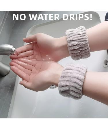 4 Pcs Microfiber Face Washing Wristbands - Soft & Absorbent Scrunchies for Women/Girls - Brown Spa Wrist Wash Bands - Buy Online on GoSupps.com
