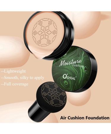 KARLOR CC Creme Foundation Air Cushion with Mushroom Head Cushion Foundation CC Cream Light wear to even tone Concealer Moisturising BB Cream Foundation Mixed Skin Tone Base (02# Natural) - Buy Online on GoSupps.com