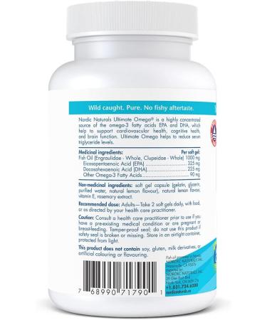 Nordic Naturals Ultimate Omega SoftGels - Omega-3 Supplement Concentrated Fish Oil With More DHA and EPA Supports Heart Health Brain Development and Overall Wellness Lemon 60 Count Lemon 60 Count (Pack of 1) - Buy Online on GoSupps.com