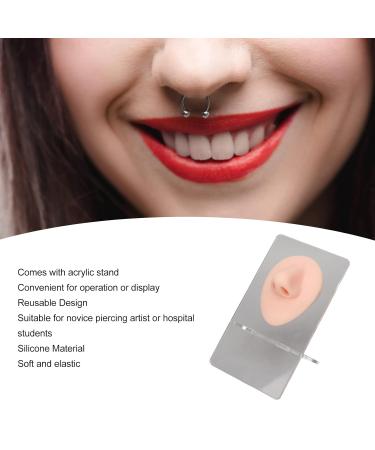 Soft Silicone Nose Model - 3D Piercing Practice Tool with Acrylic Stand | Waterproof Jewelry Display for Beauty Salons - Light Skin Color - Buy Online on GoSupps.com
