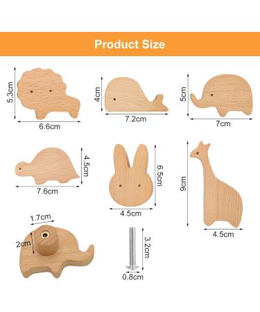 Briskore 6-Piece Animal Shape Wooden Cabinet Buttons for Children's Room - Elephant Drawer Handles & Furniture Knobs with Screws - Buy Online on GoSupps.com