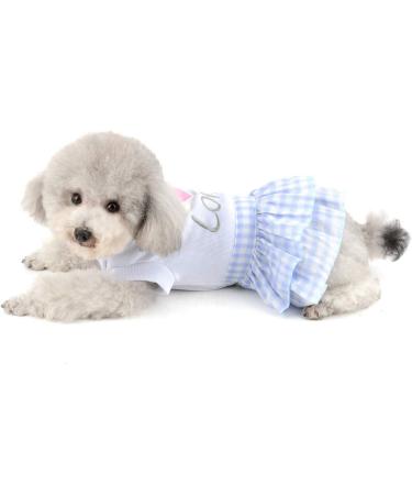 Selmai Sweet Heart Shirt Princess Plaid Tiered Dress for Small Dogs & Cats Summer Wedding & Birthday Outfit for Yorkies Chihuahuas & Shih Tzus Blue - Buy Online on GoSupps.com