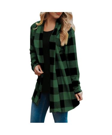 Long Shirt Outerwear Top Thin Warm Knitted Coat Women's Blouse V-Neck Shirt Tunic Long Women's Tunic Women's Shirt Casual Checked Shirt Women's Winter Chunky Knit Jacket C-ag S