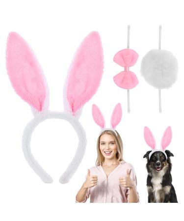 Sibba bunny hair band hair bands 3 pieces plush Easter bunny ear white pink fly cock set christmas cosplay party hair bands headgear styling accessories for children women women rabbit earshed strap three parts set