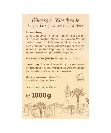Original Ghassoul Clay Powder 1000g - Organic Detoxifying Clay for Skin & Hair | International Shipping Available - Buy Online on GoSupps.com