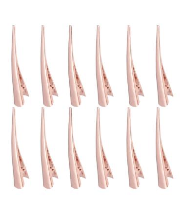 Minkissy alligator hair clip metal large crocodile hair clip hair clip ros gold make -up hairdressing requirement hairstyling clips 12 pieces hair accessories