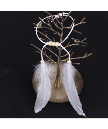 Bohemian White Peacock Feather Headband and Armband Set - Tribal Indian Hippie Headpiece for Women - Handmade Wedding Accessories - Buy Online on GoSupps.com