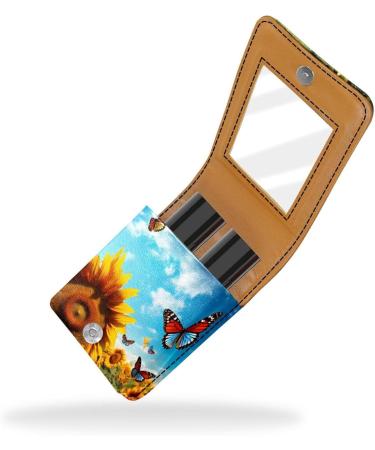 Travel Lipstick Organizer Case | Portable Makeup Bag with Mirror | Flower Butterflies Design | International Shipping Available - Buy Online on GoSupps.com
