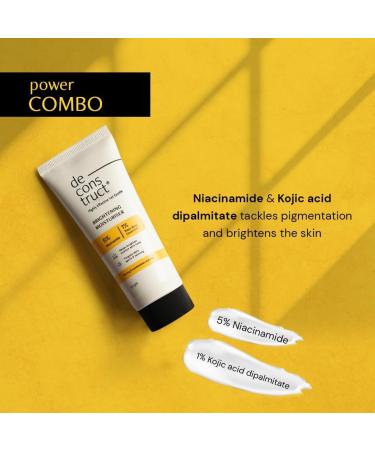 De-con.struct Niacinamide Brightening Face Moisturizer| 5% Niacinamide + 1% Kojic Acid + 5% Vitamin C | For Dark Spots And Uneven Skin Tone | Brightens & Hydrates | 50 Gm - Buy Online on GoSupps.com