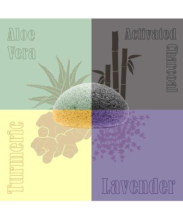 Natural Konjac Facial Sponges Set - Gentle Cleansing & Exfoliation - 2 Violet Lavender & 2 Charcoal Grey - Buy Online on GoSupps.com