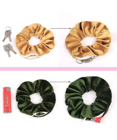 Colorful Velvet Scrunchies for Girls & Women | Hair Ties with Hidden Zipper Pocket | 3 Pack Hair Accessories - Buy Online on GoSupps.com