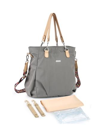 Sonarin Stylish waterproof baby diaper pocket large capacity portable travel diaper bag shoulder bag carrier bag handlebag hen bags baby bag with stroller hooks & wrap pad gray