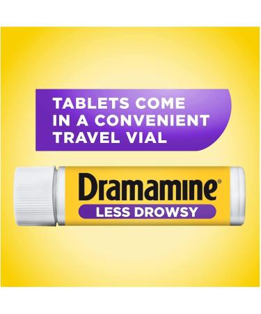 Dramamine All Day Less Drowsy Motion Sickness Relief Tablets | 2-Pack, 8 Tablets per Vial, 25 MG Each - Buy Online on GoSupps.com