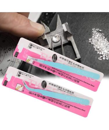 2-Piece Stainless Steel Tweezers Nail Tweezers Designs with Straight Head and Antistatic Straight Tweezers Curved for Beauty for Nails Manicure Tweezers Bend 02  - Buy Online on GoSupps.com