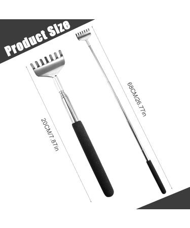 Telescopic Back Scratcher Set - 3 Piece Portable Stainless Steel Scratchers (20cm to 68cm) | Comfort & Relief for Home Travel Office - Black - Buy Online on GoSupps.com