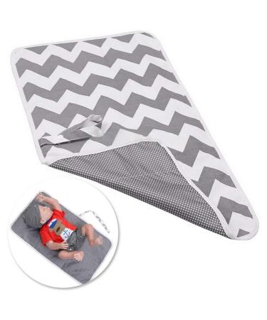 Nappy Changing Mat Foldable Diaper Pad Waterproof Travel Changing Mat with Gray Waves for Home Travel Outside(60 * 35 cm /23.62 * 13.77 in)