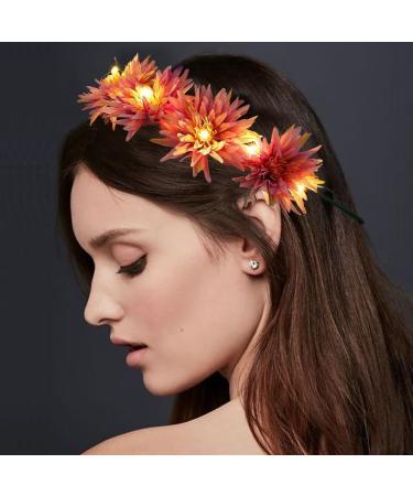 Vakkery Light Up Flower Crown Headbands LED Glow Flashing Hair Garland Headdress Wedding Party Festival Hair Accessories for Women and Girls Pink - Buy Online on GoSupps.com