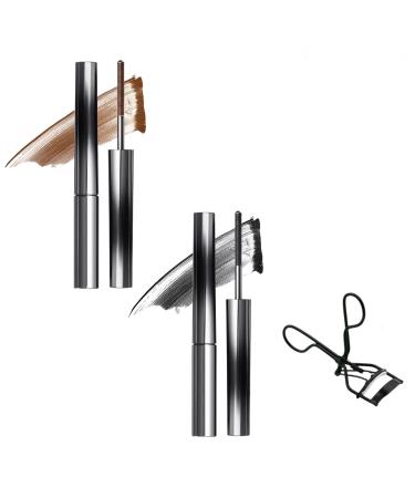 Arlio Iron Wand Mascara Vivavogue Lash 3D Curling Eyelash Iron Mascara Arlio Non-Smudging Mascara Waterproof Long Lasting Mascara Volume and Length (Black+Brown)