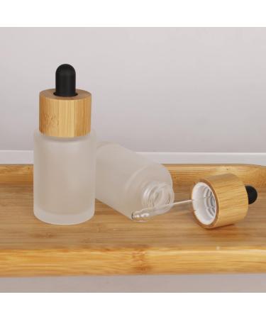 Cosidea 6 Pack 30ml Military Glass Bottles with Bamboo Drip Lid - Ideal for Serums Essential Oils & DIY Cosmetics - Perfect Travel Perfume Dripping Bottles with Pipette - Buy Online on GoSupps.com
