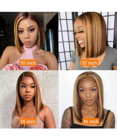 Ombre Bob Lace Front Wig Human Hair 4/27 | Pre Plucked & HD Frontal | 10 150% Density | For Black Women - Buy Online on GoSupps.com