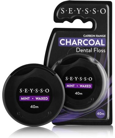 SEYSSO Black Dental Floss with Carbon Antibacterial - 40m Mint Waxed | Premium Oral Care - Buy Online on GoSupps.com