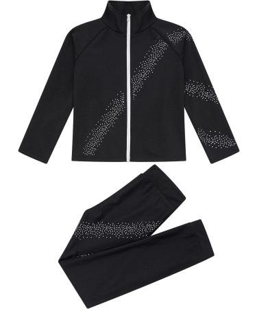 Aislor Girls Kids Ice Skating Suit - Figure Skating Jacket & Leggings Set | Black, 12 Years - Buy Online on GoSupps.com