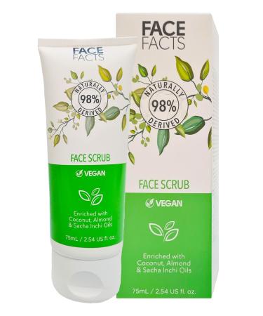 Natural Face Scrub Gel Coconut Almond and Sacha Inchi Oil Vegan Friendly Exfoliating Nourishes Skin 75ml