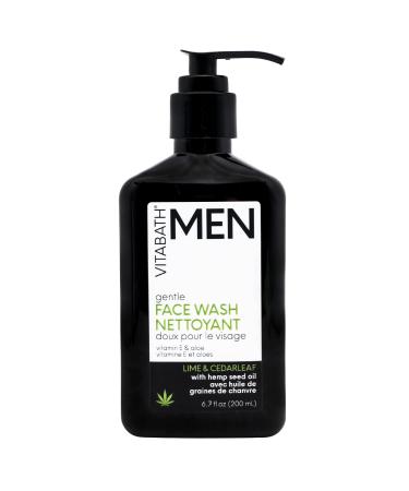 Vitabath Men's Gentle Face Wash Daily Nourishing Facial Cleanser - Restores Balance & Revives Skin Hydrating Moisturizing Dry Skincare For Him - Lime & Cedarleaf - 8 fl oz
